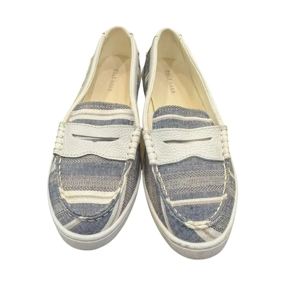 Cole Haan Nantucket W31190 Blue White Stripe Penny Loafers Women’s 7.5B